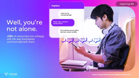 Sample slide titled Well, you are not alone, with a traveller using a chat app