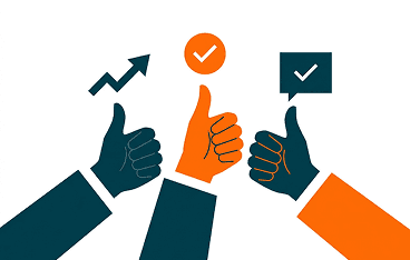 Illustration of three hands giving thumbs up