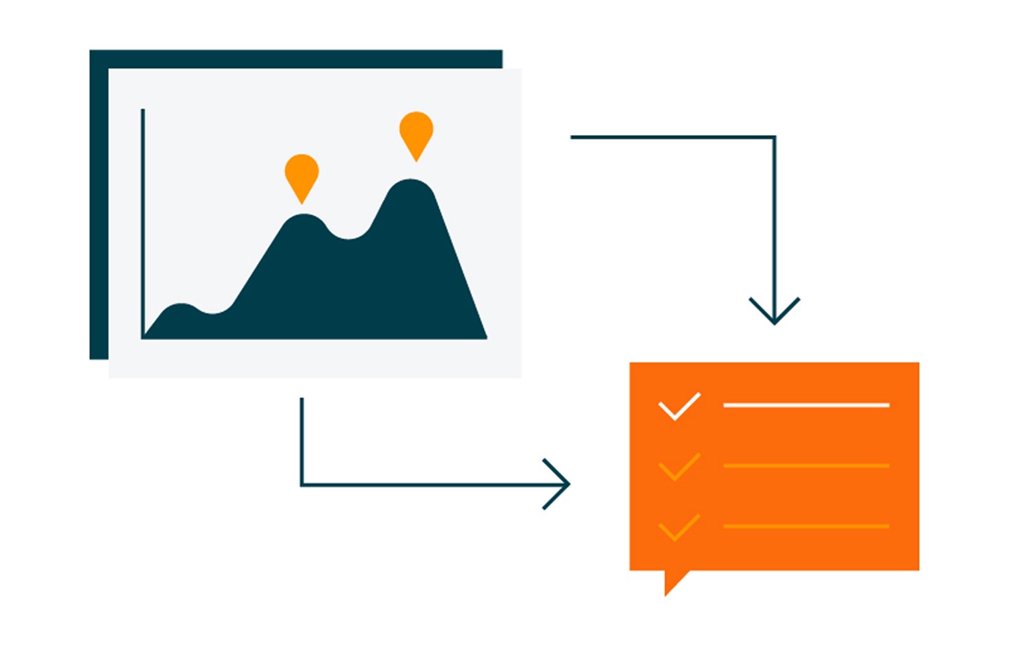 Illustration of a line chart turning into a check list