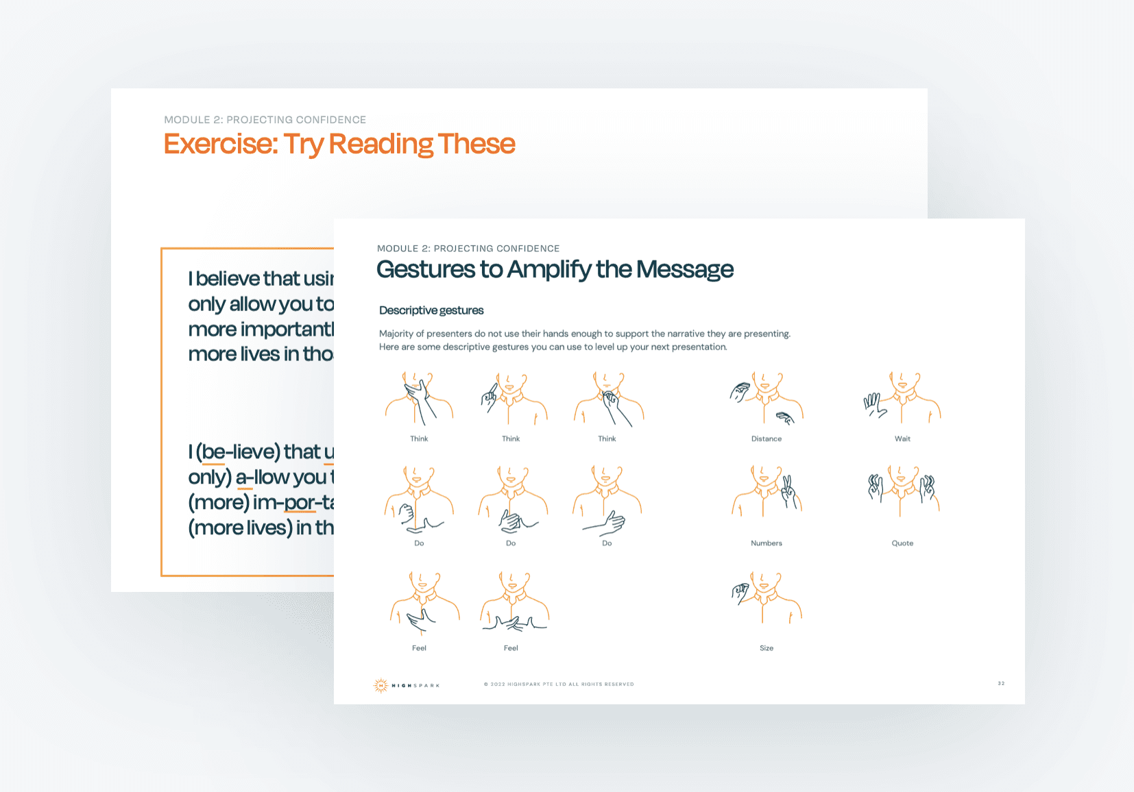 Worksheet page titled Exercise: Try Reading These, with gesture drawings