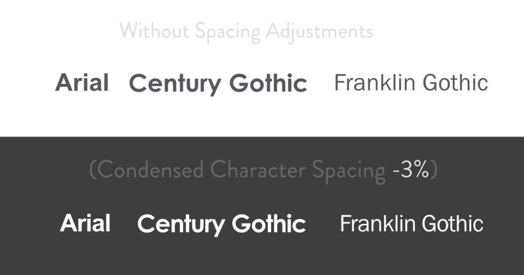 Using tracking in presentation design for fonts