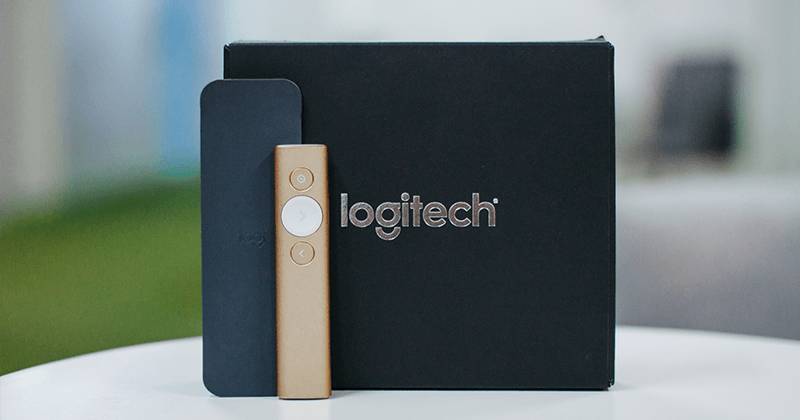 logitech spotlight wireless presenter high-res shot with dslr with bokeh